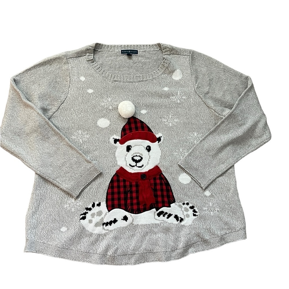 Karen Scott Appliqué Polar bear Chrostmas sweater size 2X